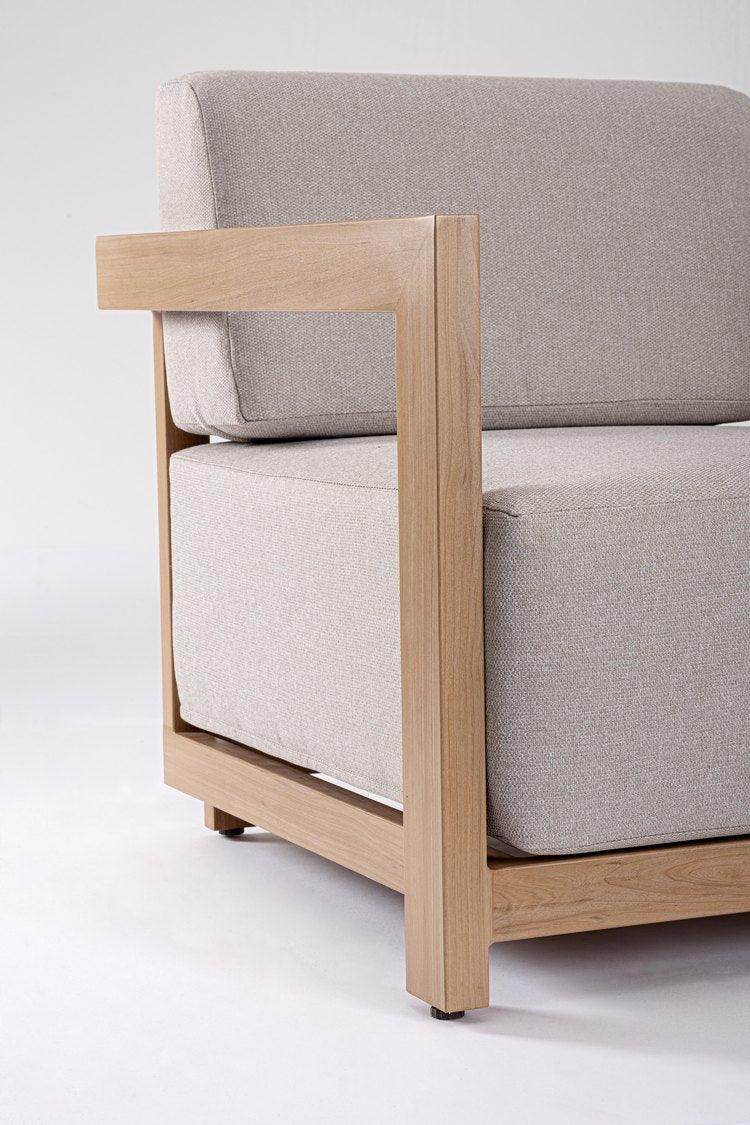 set salotto theseus con 1 divano, 2 poltrone e 1 tavolino in alluminio effetto legno, design elegante per arredare giardini...