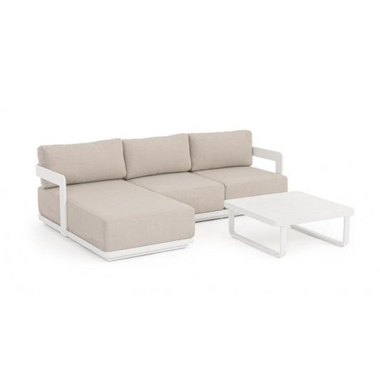 set salotto mariel con divano a 2 posti, chaise longue e tavolino, salotto da giardino completo con divano, poltrone e...