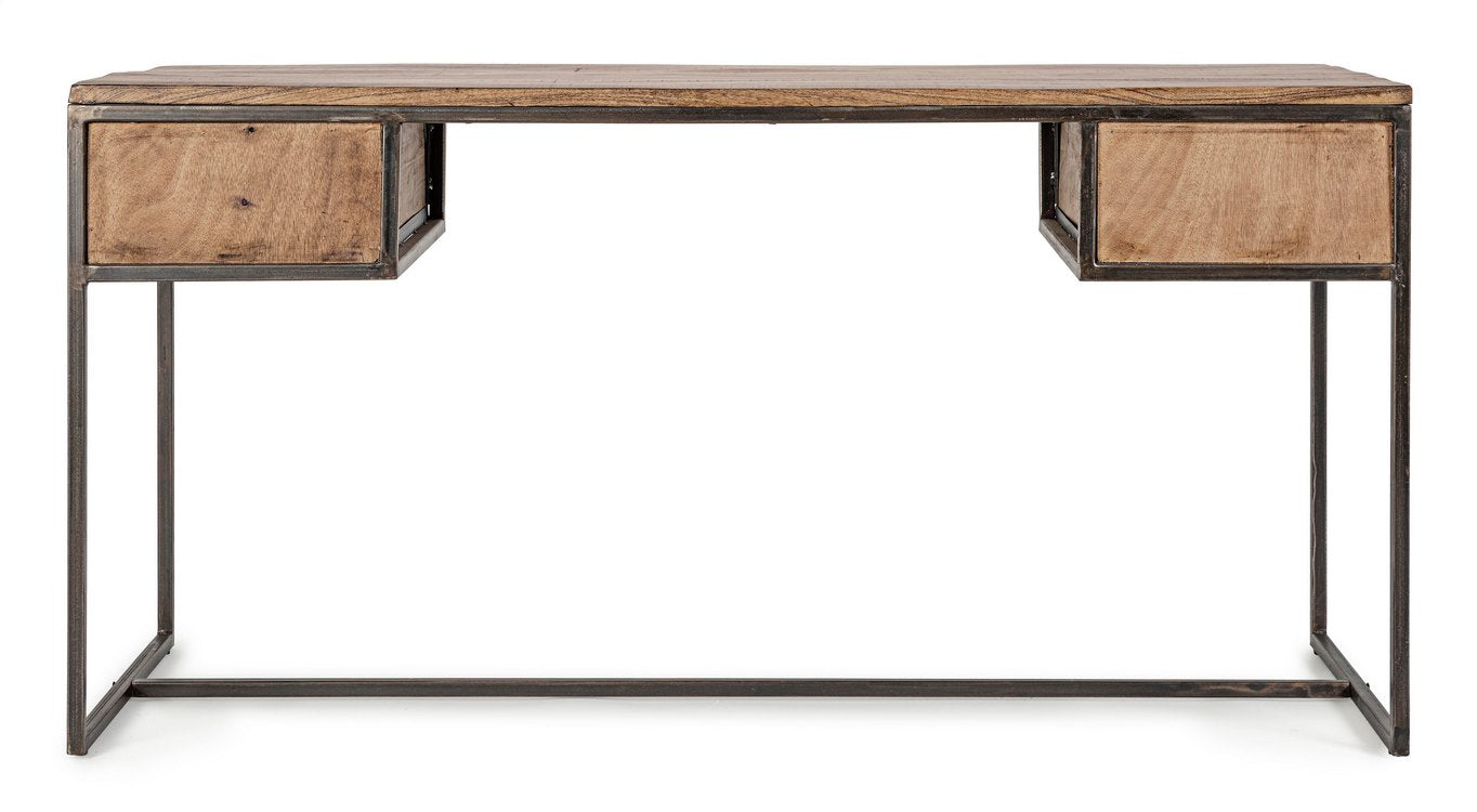 scrivania elmer in legno di acacia e acciaio antracite, 150×60 cm, ambientazione d’arredo con il prodotto protagonista