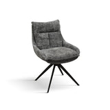 set di 2 sedie zermatt in tessuto grigio e metallo nero, poltroncina elegante con braccioli per zona living o pranzo