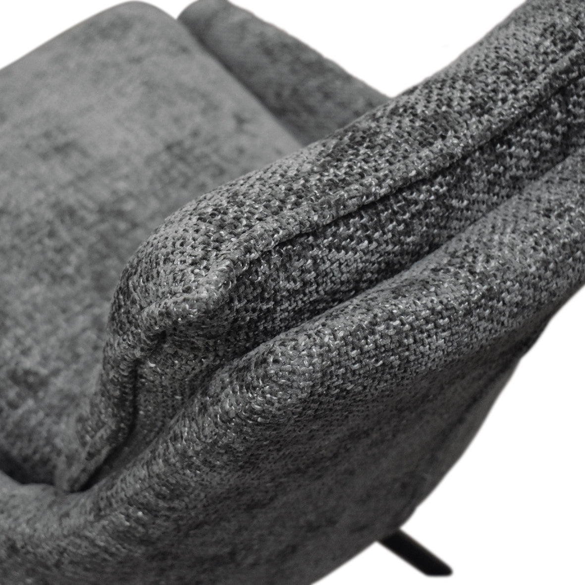 set di 2 sedie zermatt in tessuto grigio e metallo nero, vista ambientata in soggiorno o sala da pranzo