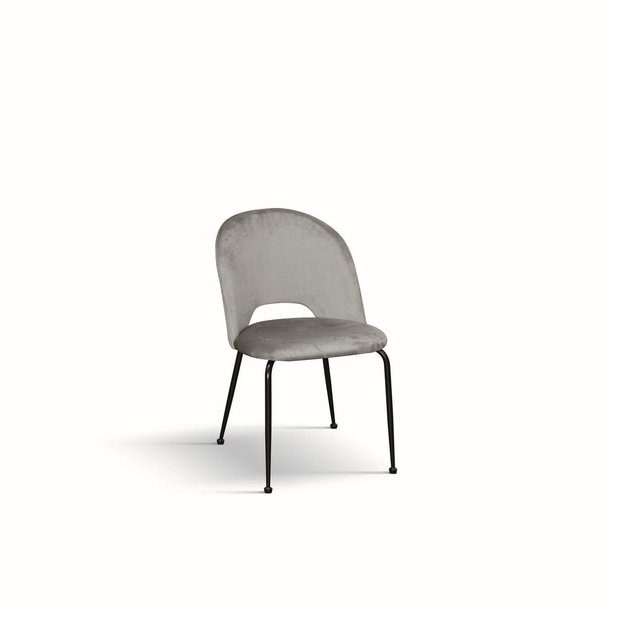 set di 4 sedie avalon in tessuto effetto velluto grigio e metallo nero, sedia dal design moderno per sala da pranzo o...