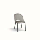 set di 4 sedie avalon in tessuto effetto velluto grigio e metallo nero, sedia dal design moderno per sala da pranzo o...