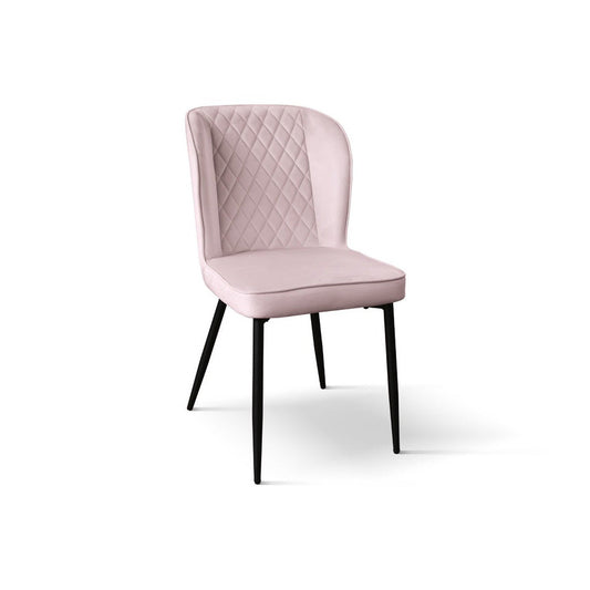 set di 4 sedie soho effetto velluto rosa, sedia dal design moderno per sala da pranzo o soggiorno