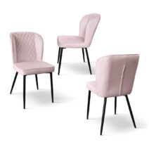 Set di 4 sedie SOHO effetto velluto rosa