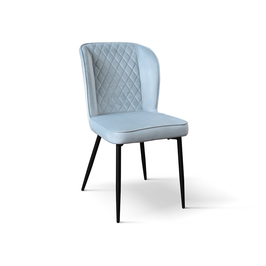 set di 4 sedie soho effetto velluto azzurro, sedia dal design moderno per sala da pranzo o soggiorno