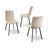 set di 4 sedie noho effetto velluto beige, dettaglio della struttura in legno, metallo o plastica