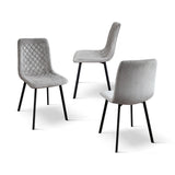 set di 4 sedie noho effetto velluto grigio, dettaglio della struttura in legno, metallo o plastica