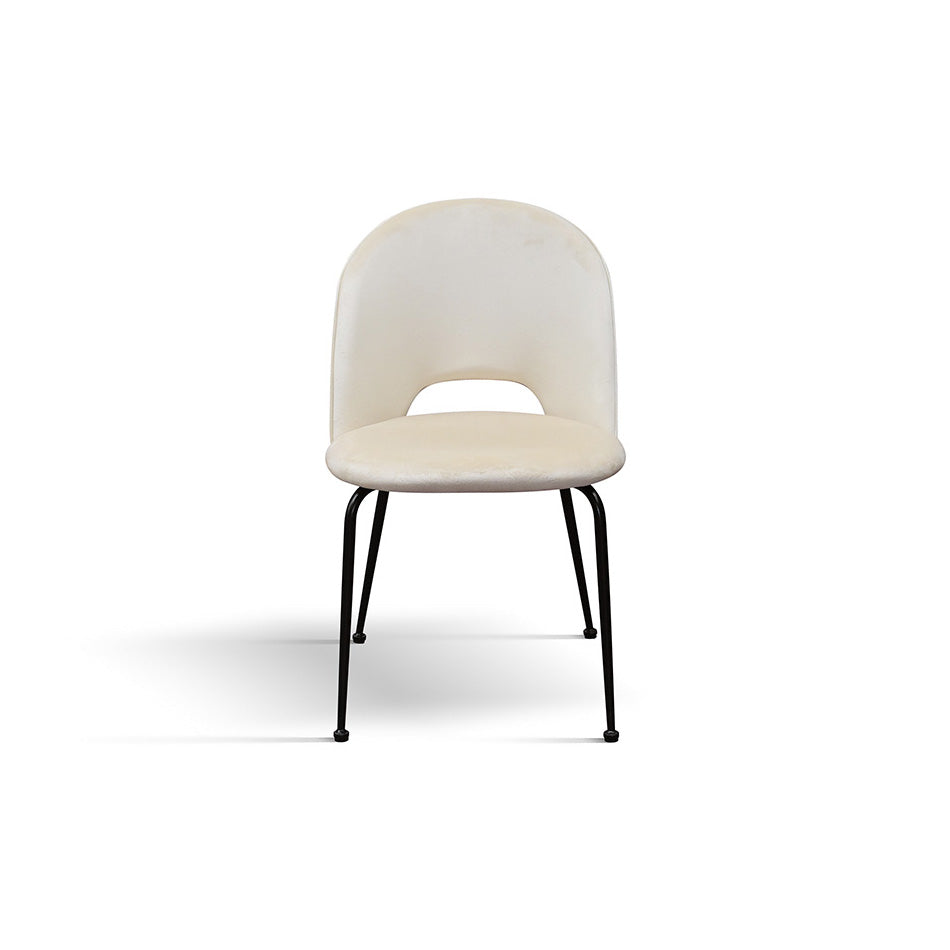 set di 4 sedie avalon in tessuto effetto velluto beige e gambe in metallo antracite, sedia dal design moderno per sala da...