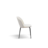 set di 4 sedie avalon in tessuto effetto velluto beige e gambe in metallo antracite, dettaglio della struttura in legno,...