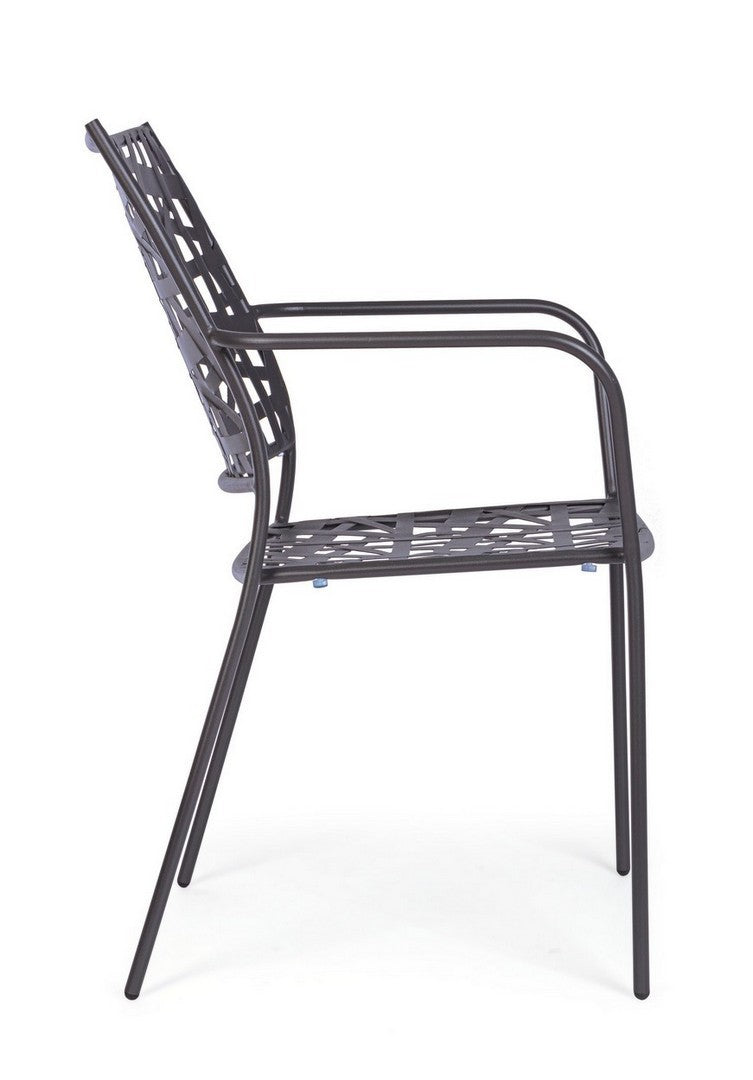 set di 4 sedie kelsie antracite, impilabile e salvaspazio per uso stagionale