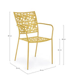 set di 4 sedie kelsie ocra, ambientazione su terrazza, veranda o prato