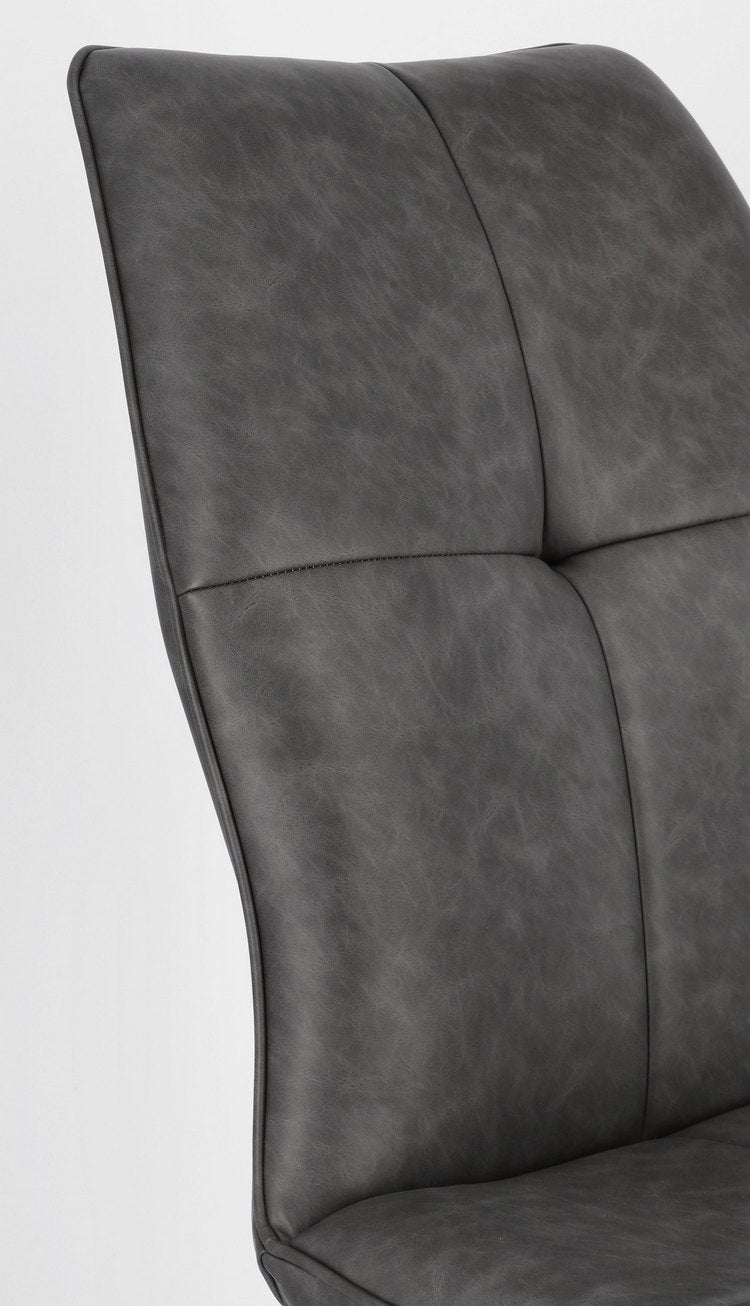 set di 2 sedie kepler in similpelle antracite e gambe incrociate nere, seduta ergonomica per comfort quotidiano