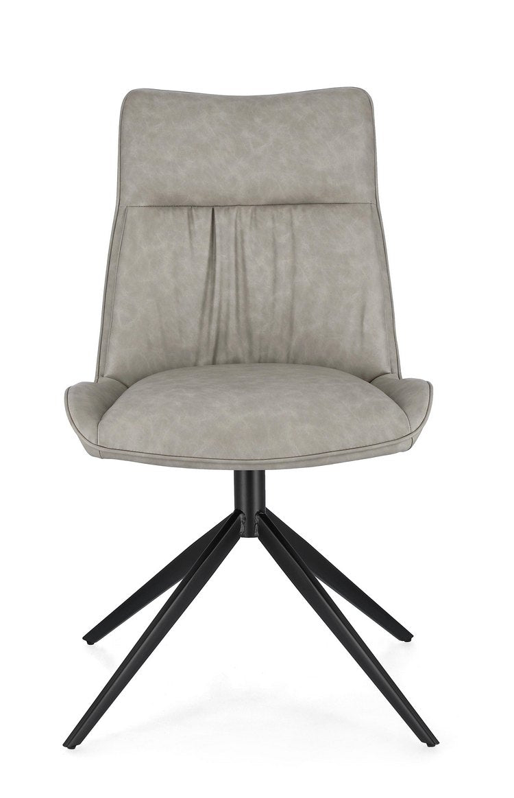 set di 2 sedie jordan in similpelle grigio e gambe acciaio nere, dettaglio della struttura in legno, metallo o plastica