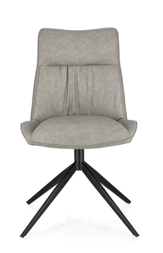 set di 2 sedie jordan in similpelle grigio e gambe acciaio nere, dettaglio della struttura in legno, metallo o plastica