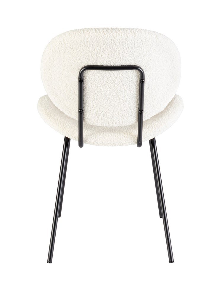 set di 2 sedie maddie in tessuto bianco e base acciaio nero, ideale per cucina, sala da pranzo o studio