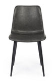 set di 2 sedie kyra similpelle antracite e gambe nere, dettaglio della struttura in legno, metallo o plastica