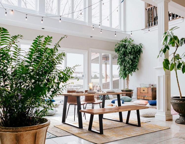 set di 2 sedie kyra similpelle cuoio e gambe nere, ambientazione d’arredo con il prodotto protagonista