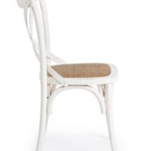 Set di 2 sedie CROSS in legno di olmo bianco e rattan naturale