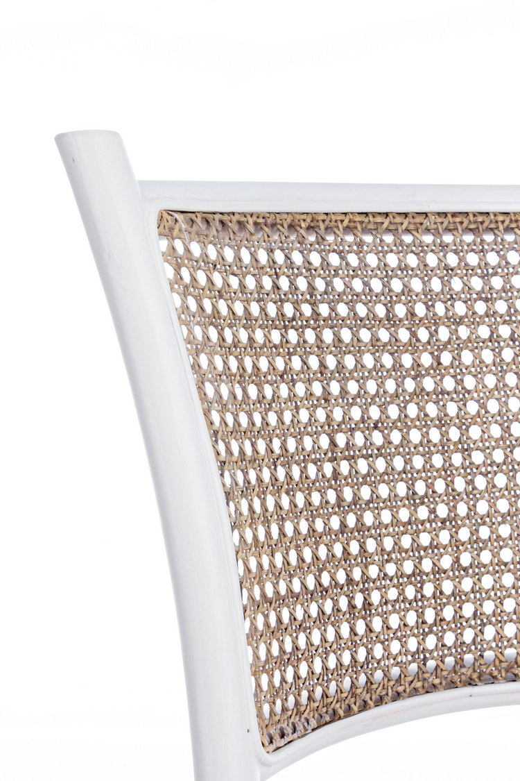 set di 2 sedie carrel in legno di olmo bianco e rattan naturale, ideale per cucina, sala da pranzo o studio