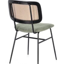 Set di 2 sedie GLENNA in tessuto verde e rattan con gambe nere