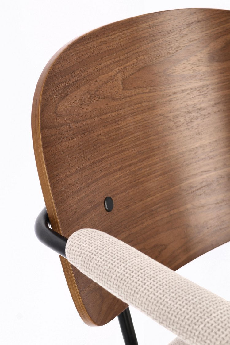 set di 2 sedie sienna in legno di pioppo e tessuto beige, gambe acciaio nere, design sofisticato e funzionale per ambienti...