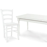 set di 2 sedie appia in legno bianche, dettaglio della struttura in legno, metallo o plastica