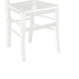 set di 2 sedie aurelia in legno massello bianco, dettaglio della struttura in legno, metallo o plastica