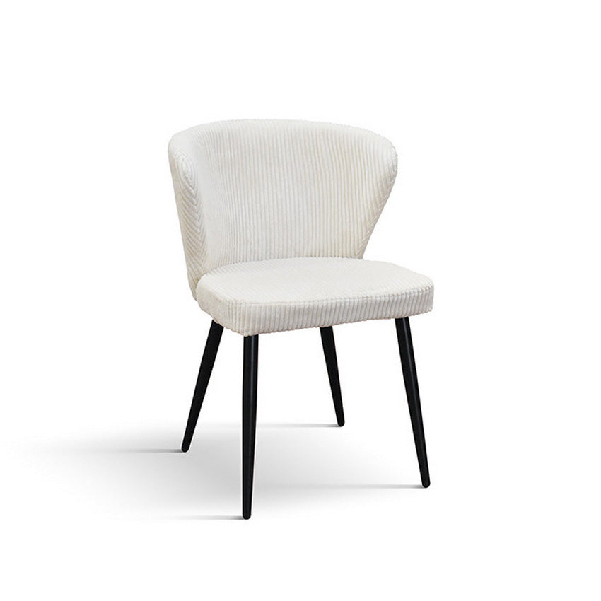 set di 2 sedie mantes in tessuto effetto velluto panna e gambe in metallo antracite, poltroncina elegante con braccioli per...