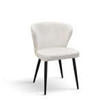 set di 2 sedie mantes in tessuto effetto velluto panna e gambe in metallo antracite, poltroncina elegante con braccioli per...