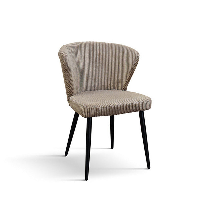 set di 2 sedie mantes in tessuto effetto velluto tortora e gambe in metallo antracite, poltroncina elegante con braccioli...