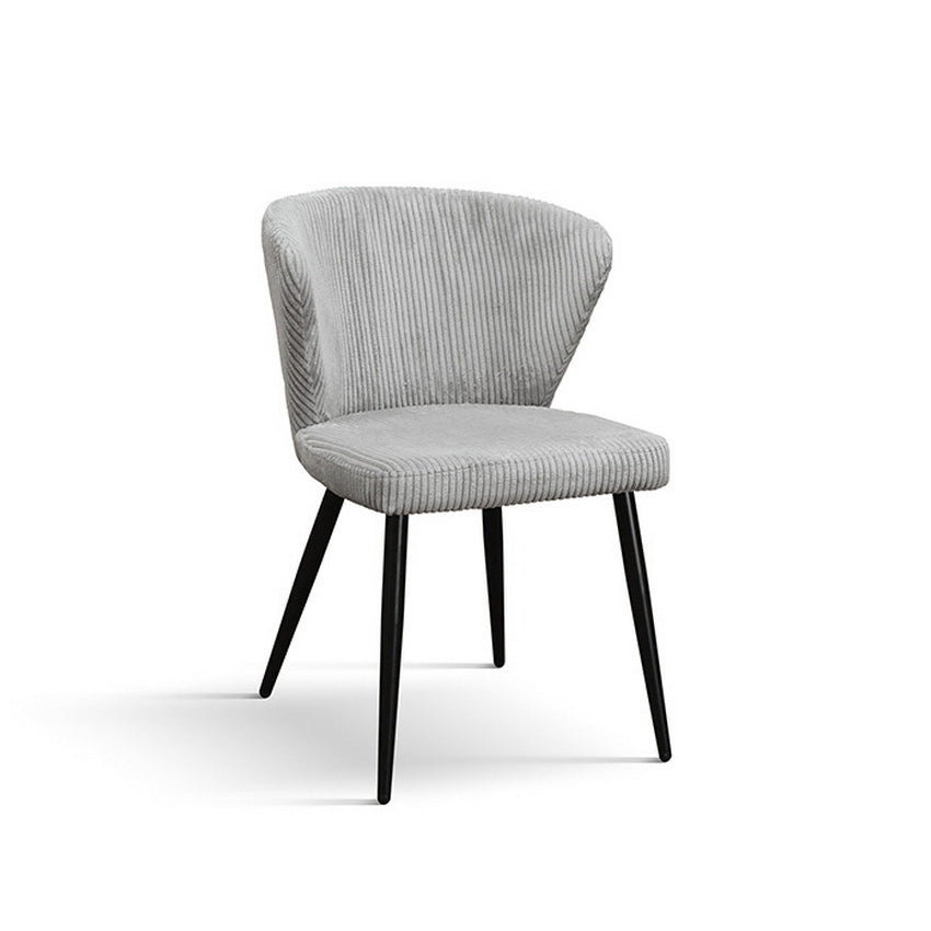 set di 2 sedie mantes in tessuto effetto velluto grigio e gambe in metallo antracite, poltroncina elegante con braccioli per...