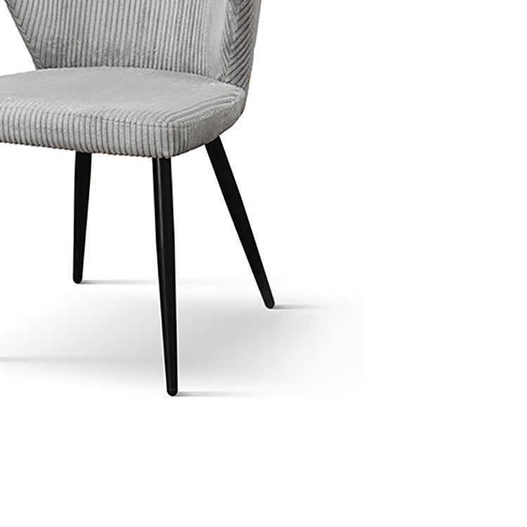 set di 2 sedie mantes in tessuto effetto velluto grigio e gambe in metallo antracite, dettaglio dei braccioli imbottiti o in...