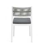 set di 4 sedie alvin in polipropilene bianco e corda intrecciata grigio chiaro, impilabili, comoda e leggera, perfetta per...