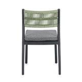 set di 4 sedie alvin in polipropilene antracite e corda intrecciata verde, impilabili, comoda e leggera, perfetta per...