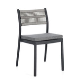 set di 4 sedie alvin in polipropilene antracite e corda intrecciata grigio chiaro, impilabili, sedia per esterno resistente...