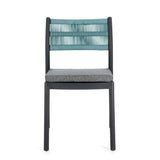 set di 4 sedie alvin in polipropilene antracite e corda intrecciata blu, impilabili, ideale per arredare con stile il tuo...