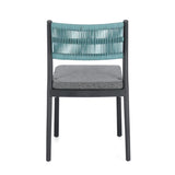 set di 4 sedie alvin in polipropilene antracite e corda intrecciata blu, impilabili, comoda e leggera, perfetta per giardino...