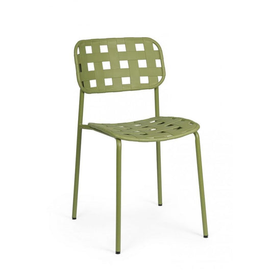 set di 4 sedie clover in polipropilene verde e struttura acciaio, impilabile, sedia per esterno resistente agli agenti...