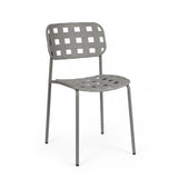 set di 4 sedie clover in polipropilene grigio e struttura acciaio, impilabile, sedia per esterno resistente agli agenti...