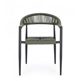 set di 4 sedie jandia in alluminio antracite e fibre intrecciate verdi, impilabili, ideale per arredare con stile il tuo...