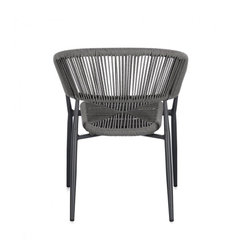 set di 4 sedie algaida in alluminio antracite e fibre intrecciate grigie, impilabili, comoda e leggera, perfetta per...