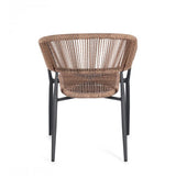 set di 4 sedie algaida in alluminio antracite e fibre intrecciate marroni, impilabili, comoda e leggera, perfetta per...