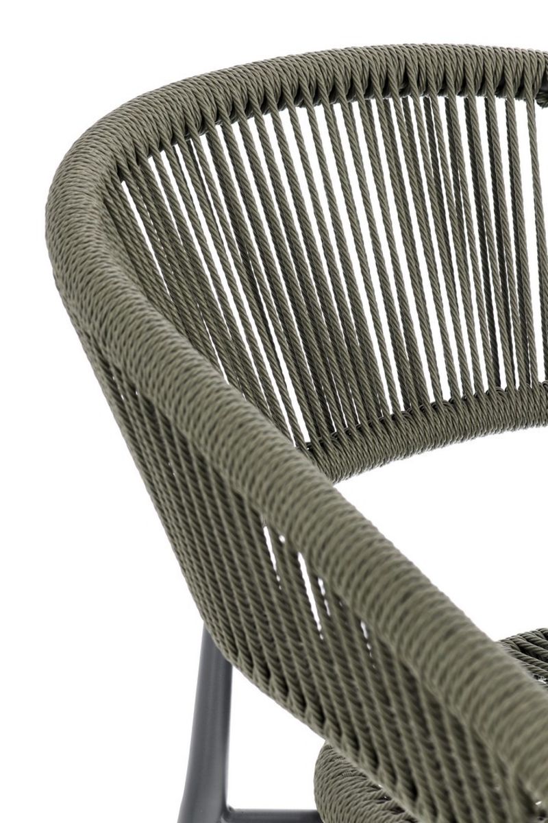 set di 4 sedie algaida in alluminio antracite e fibre intrecciate verdi, impilabili, impilabile e salvaspazio per uso...