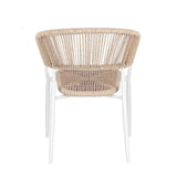 set di 4 sedie algaida in alluminio bianco e fibre intrecciate beige, impilabili, comoda e leggera, perfetta per giardino o...