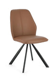 set di 4 sedie maxwell similpelle cognac e gambe acciaio cromato, sedia dal design moderno per sala da pranzo o soggiorno