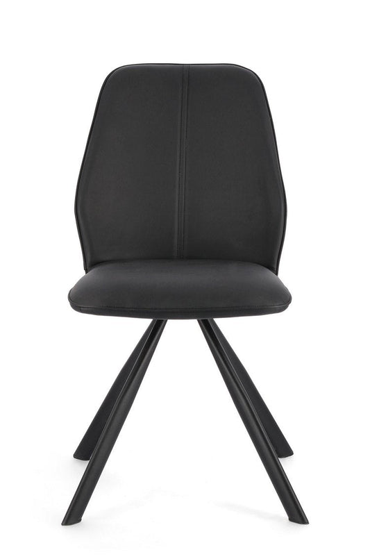 set di 4 sedie maxwell similpelle nero e gambe acciaio nero, dettaglio della struttura in legno, metallo o plastica