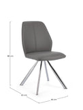 set di 4 sedie maxwell similpelle grigio e gambe acciaio cromato, materiali resistenti per uso quotidiano