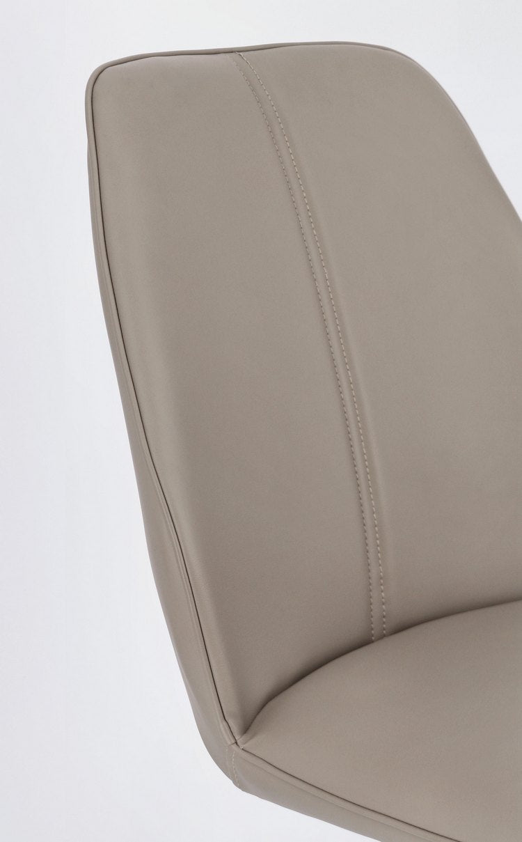 set di 4 sedie maxwell similpelle tortora e gambe acciaio cromato, ideale per cucina, sala da pranzo o studio