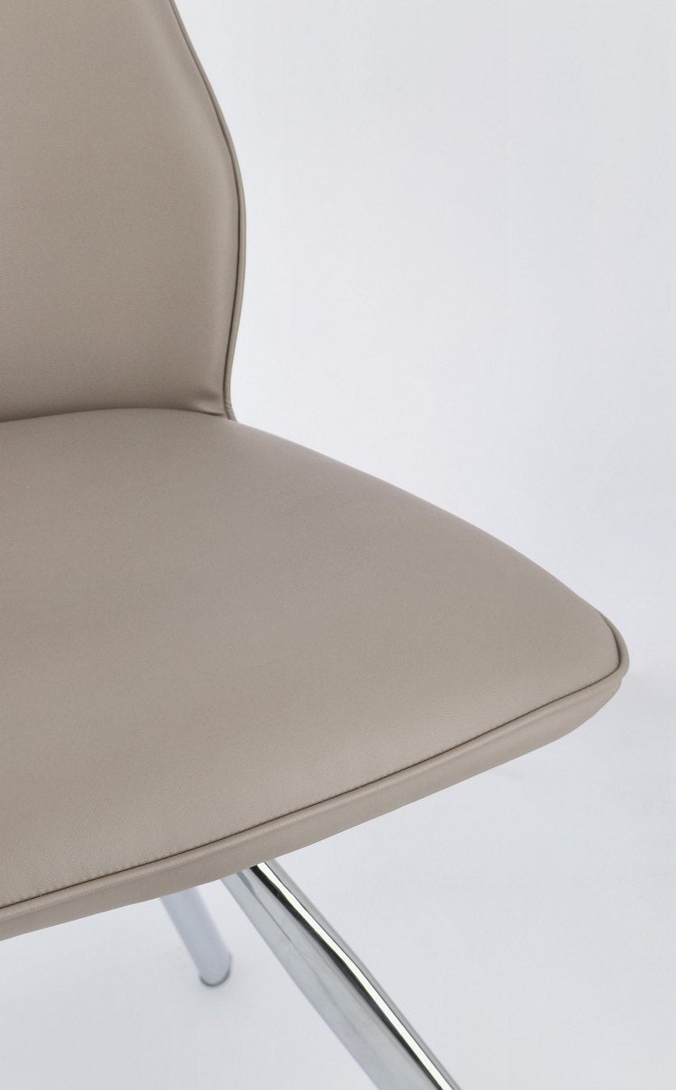 set di 4 sedie maxwell similpelle tortora e gambe acciaio cromato, facile da abbinare a qualsiasi stile d’arredo